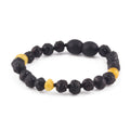 Baltic Amber Baby Teething Bracelet Baroque Black Rough Finish - Wholesale Lot of 10pcs - 14cm / 5.5in - LE577