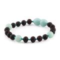 Baltic Amber & Sky Blue Jade Baby Teething Bracelet Baroque Black Matte Finish - Wholesale Lot of 10pcs - 14cm / 5.5in - LE547