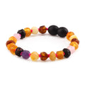 BALTIC AMBER BABY BRACELETS WITH AMETHYST & ROSE QUARTZ LOT OF 10pcs. LE560