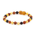 Baltic Amber Junior Bracelet Baroque Multicolor Matte Finish - Wholesale Lot of 10 - 16cm / 6.3in - XB54MM