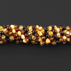 Baltic Amber Baby Teething Bracelet Baroque Multicolor Glossy Finish - Wholesale Lot of 10pcs - 14cm / 5.5in - XB43M