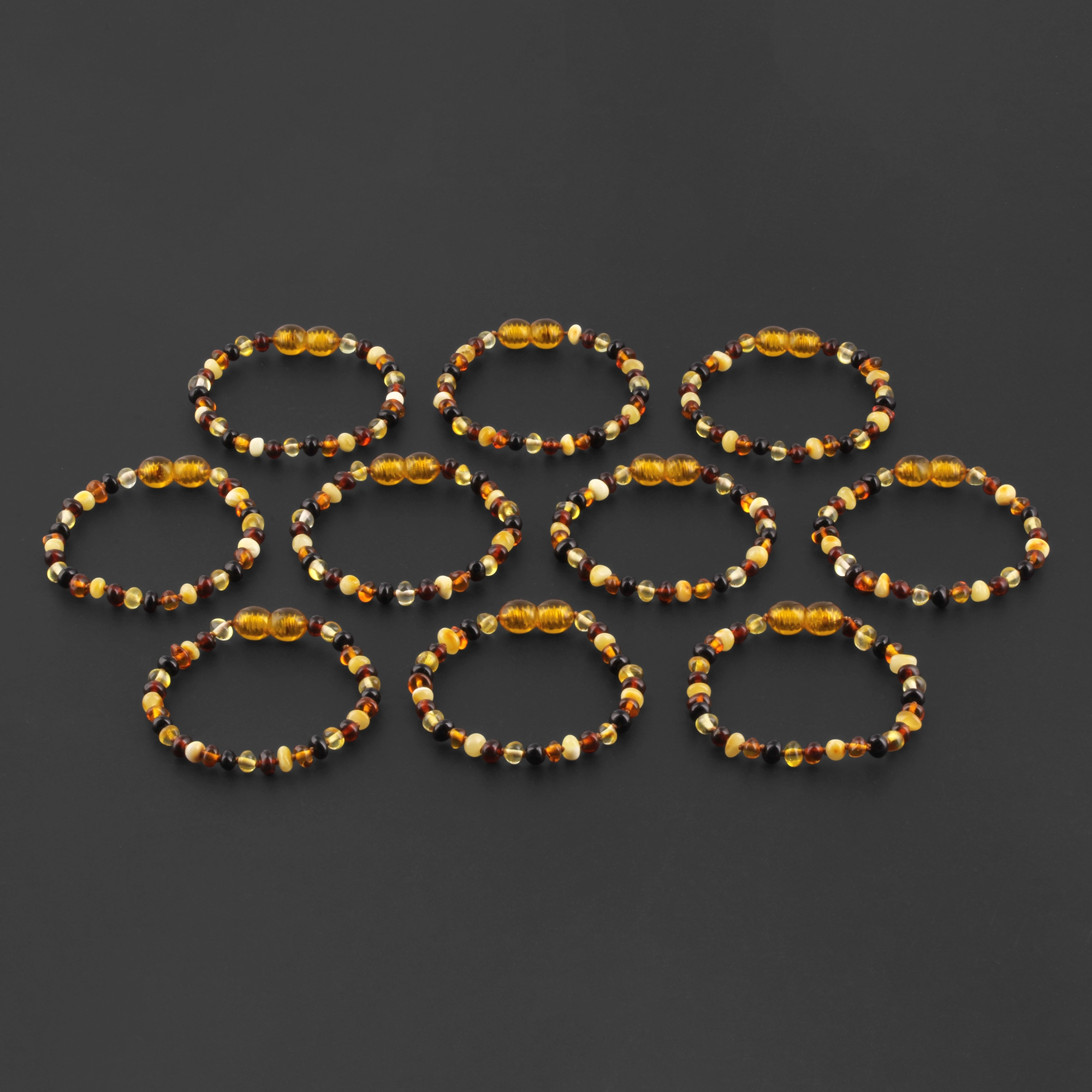 BALTIC AMBER BABY TEETHING BRACELETS LOT OF 10pcs -  BAROQUE. XB43M