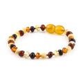 Baltic Amber Baby Teething Bracelet Baroque Multicolor Glossy Finish - Wholesale Lot of 10pcs - 14cm / 5.5in - XB43M
