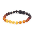 Baltic Amber Junior Bracelet Baroque Rainbow Matte Finish - Wholesale Lot of 10pcs - 16cm / 6.3in - XB54R2M