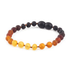 Baltic Amber Junior Bracelet Baroque Rainbow Matte Finish - Wholesale Lot of 10pcs - 16cm / 6.3in - XB54R2M