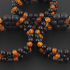 Baltic Amber Baby Teething Bracelet Baroque Black Matte Finish - Wholesale Lot of 10pcs - 14cm / 5.5in - LE552