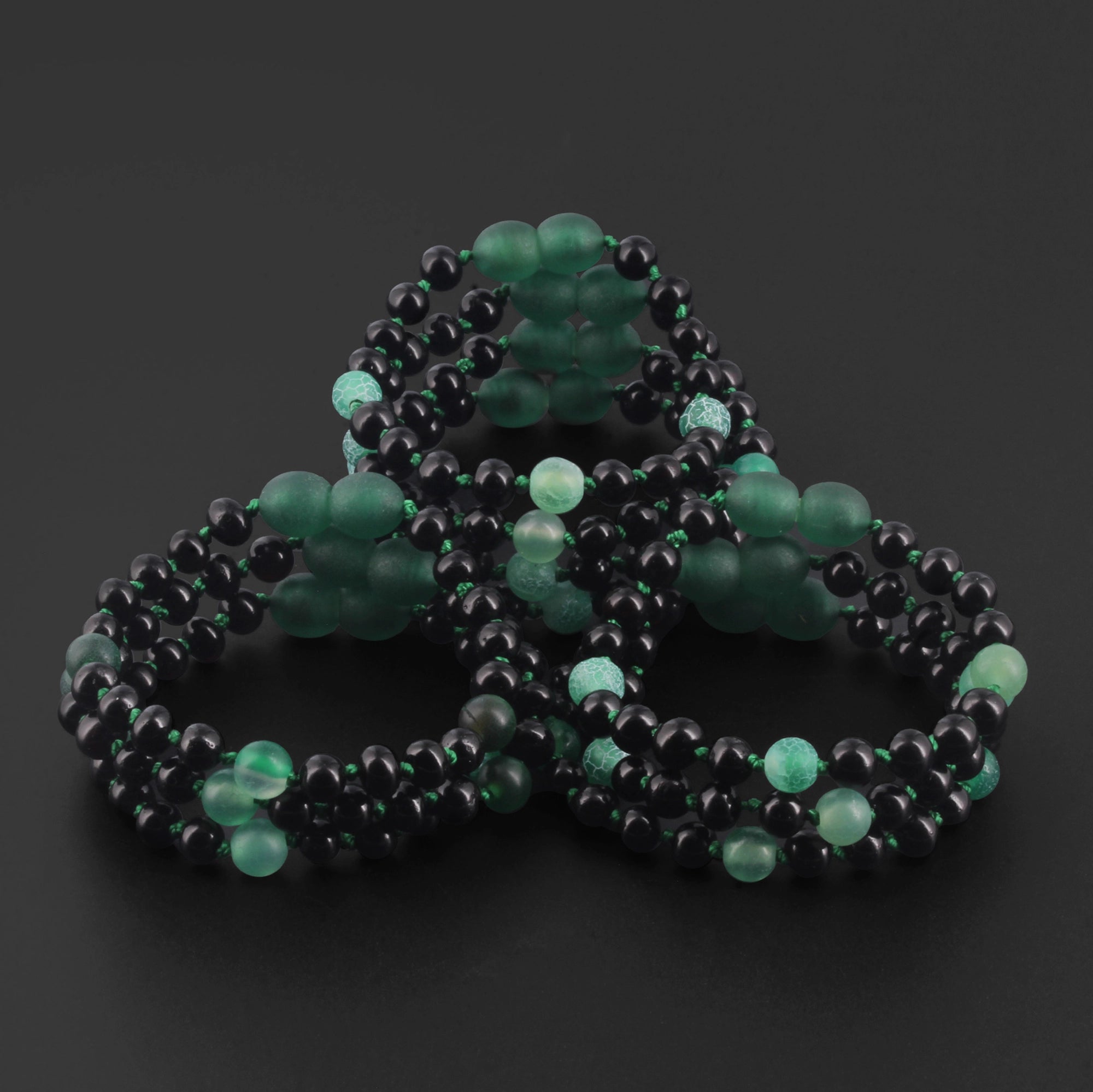 BALTIC AMBER BABY TEETHING BRACELETS WITH GREEN FROST AGATE LOT OF 10pcs. LE550