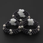 Baltic Amber & Kiwi Jasper Baby Teething Bracelet Baroque Black Glossy Finish - Wholesale Lot of 10pcs - 14cm / 5.5in - LE551