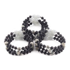 Baltic Amber & Kiwi Jasper Baby Teething Bracelet Baroque Black Glossy Finish - Wholesale Lot of 10pcs - 14cm / 5.5in - LE551
