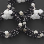 Baltic Amber & Kiwi Jasper Baby Teething Bracelet Baroque Black Glossy Finish - Wholesale Lot of 10pcs - 14cm / 5.5in - LE551