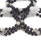 Baltic Amber & Kiwi Jasper Baby Teething Bracelet Baroque Black Glossy Finish - Wholesale Lot of 10pcs - 14cm / 5.5in - LE551
