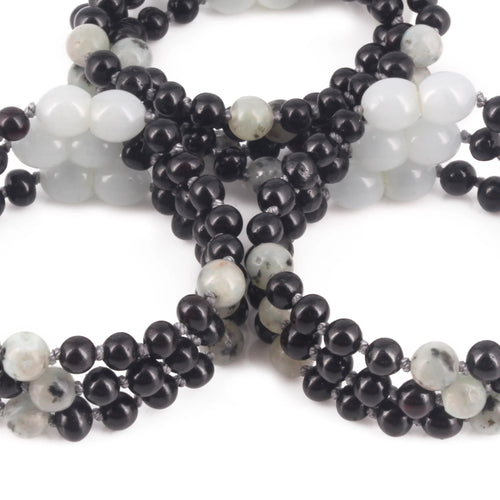 Baltic Amber & Kiwi Jasper Baby Teething Bracelet Baroque Black Glossy Finish - Wholesale Lot of 10pcs - 14cm / 5.5in - LE551
