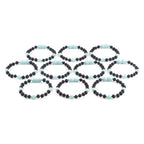Baltic Amber & Sky Blue Jade Baby Teething Bracelet Baroque Black Matte Finish - Wholesale Lot of 10pcs - 14cm / 5.5in - LE547