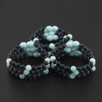 Baltic Amber & Sky Blue Jade Baby Teething Bracelet Baroque Black Matte Finish - Wholesale Lot of 10pcs - 14cm / 5.5in - LE547
