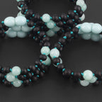 Baltic Amber & Sky Blue Jade Baby Teething Bracelet Baroque Black Matte Finish - Wholesale Lot of 10pcs - 14cm / 5.5in - LE547