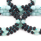 Baltic Amber & Sky Blue Jade Baby Teething Bracelet Baroque Black Matte Finish - Wholesale Lot of 10pcs - 14cm / 5.5in - LE547