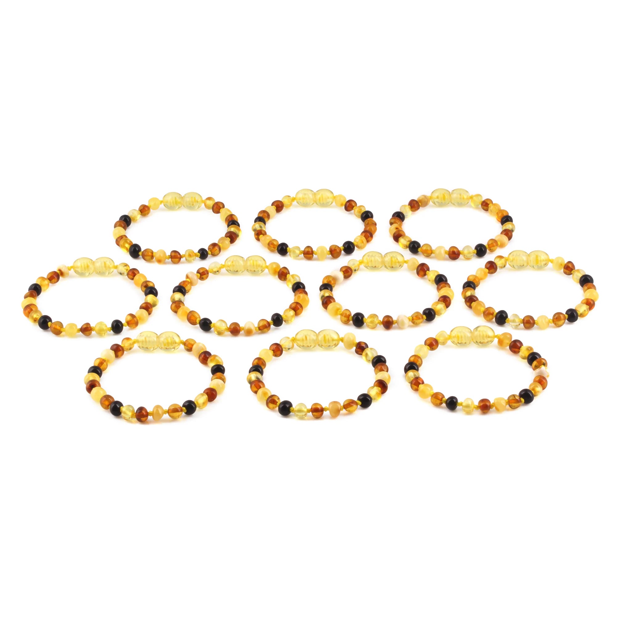 BALTIC AMBER BABY TEETHING BRACELETS LOT OF 10pcs - BAROQUE. XB54M1