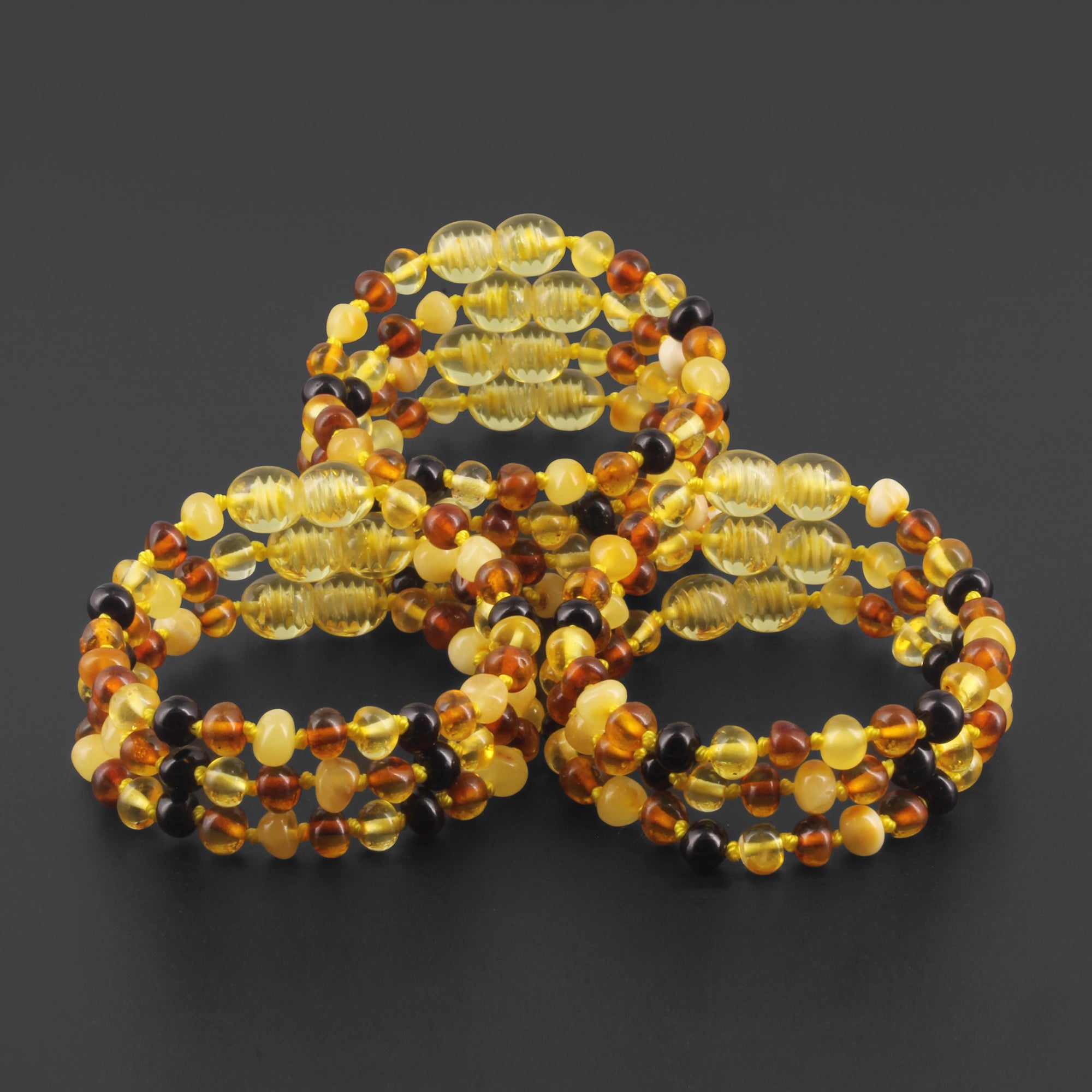 BALTIC AMBER BABY TEETHING BRACELETS LOT OF 10pcs - BAROQUE. XB54M1