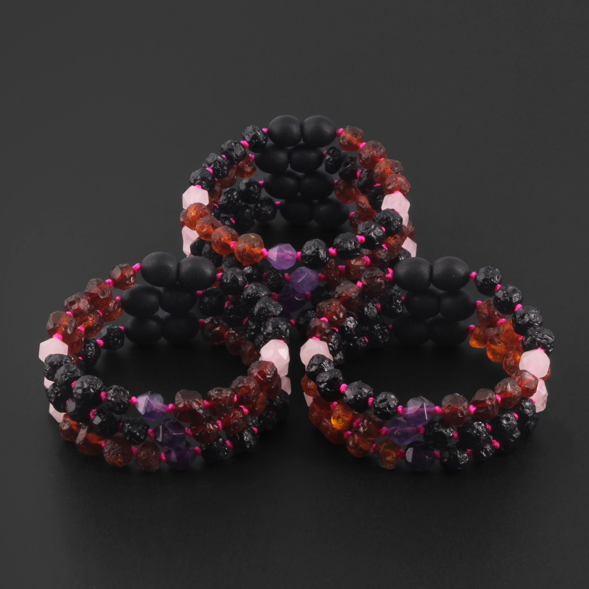 BALTIC AMBER BABY BRACELETS WITH AMETHYST & ROSE QUARTZ LOT OF 10pcs. LE561