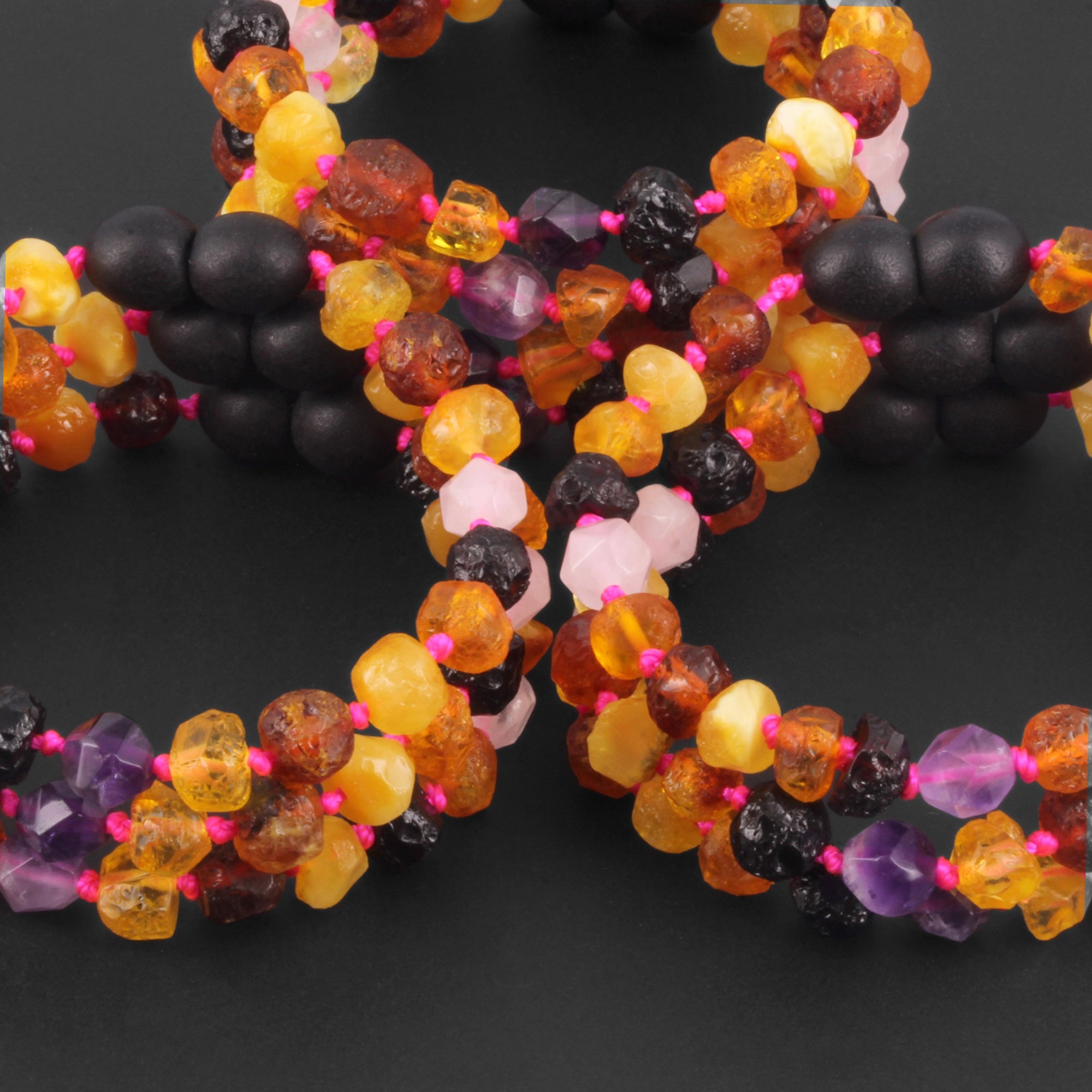 BALTIC AMBER BABY BRACELETS WITH AMETHYST & ROSE QUARTZ LOT OF 10pcs. LE560