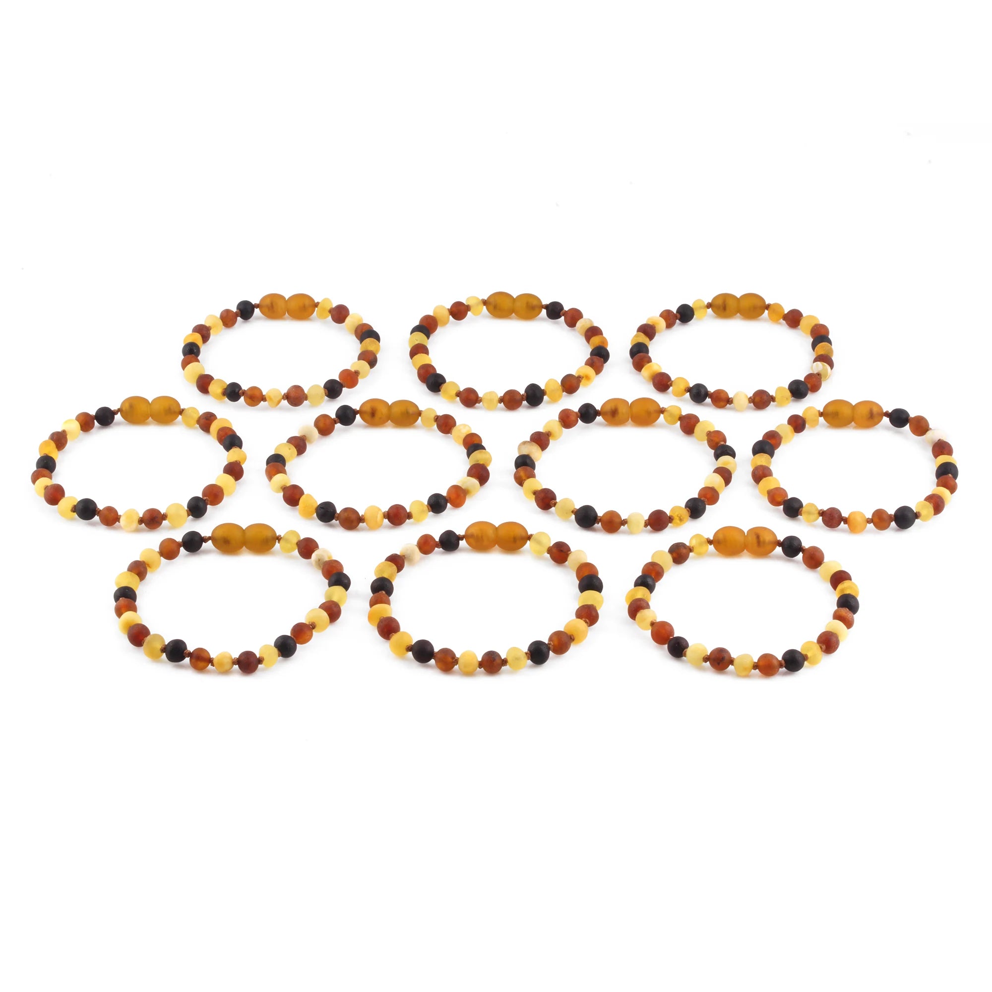 BALTIC AMBER JUNIOR BRACELETS LOT OF 10pcs - BAROQUE. XB54MM