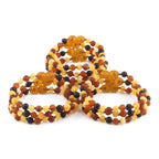 Baltic Amber Junior Bracelet Baroque Multicolor Matte Finish - Wholesale Lot of 10 - 16cm / 6.3in - XB54MM