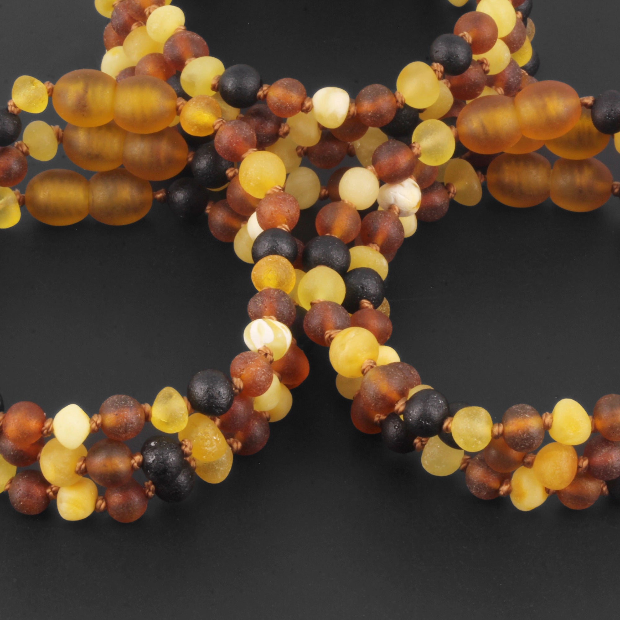 Baltic Amber Junior Bracelet Baroque Multicolor Matte Finish - Wholesale Lot of 10 - 16cm / 6.3in - XB54MM