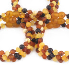 Baltic Amber Junior Bracelet Baroque Multicolor Matte Finish - Wholesale Lot of 10 - 16cm / 6.3in - XB54MM