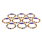 Baltic Amber & Purple Tiger Eye Baby Teething Bracelet Baroque Multicolor Glossy Finish - Wholesale Lot of 10pcs - 14cm / 5.5in - LE554