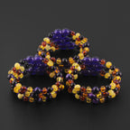 Baltic Amber & Purple Tiger Eye Baby Teething Bracelet Baroque Multicolor Glossy Finish - Wholesale Lot of 10pcs - 14cm / 5.5in - LE554