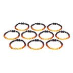 Baltic Amber Junior Bracelet Baroque Rainbow Matte Finish - Wholesale Lot of 10pcs - 16cm / 6.3in - XB54R2M