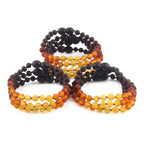 Baltic Amber Junior Bracelet Baroque Rainbow Matte Finish - Wholesale Lot of 10pcs - 16cm / 6.3in - XB54R2M