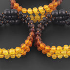 Baltic Amber Junior Bracelet Baroque Rainbow Matte Finish - Wholesale Lot of 10pcs - 16cm / 6.3in - XB54R2M
