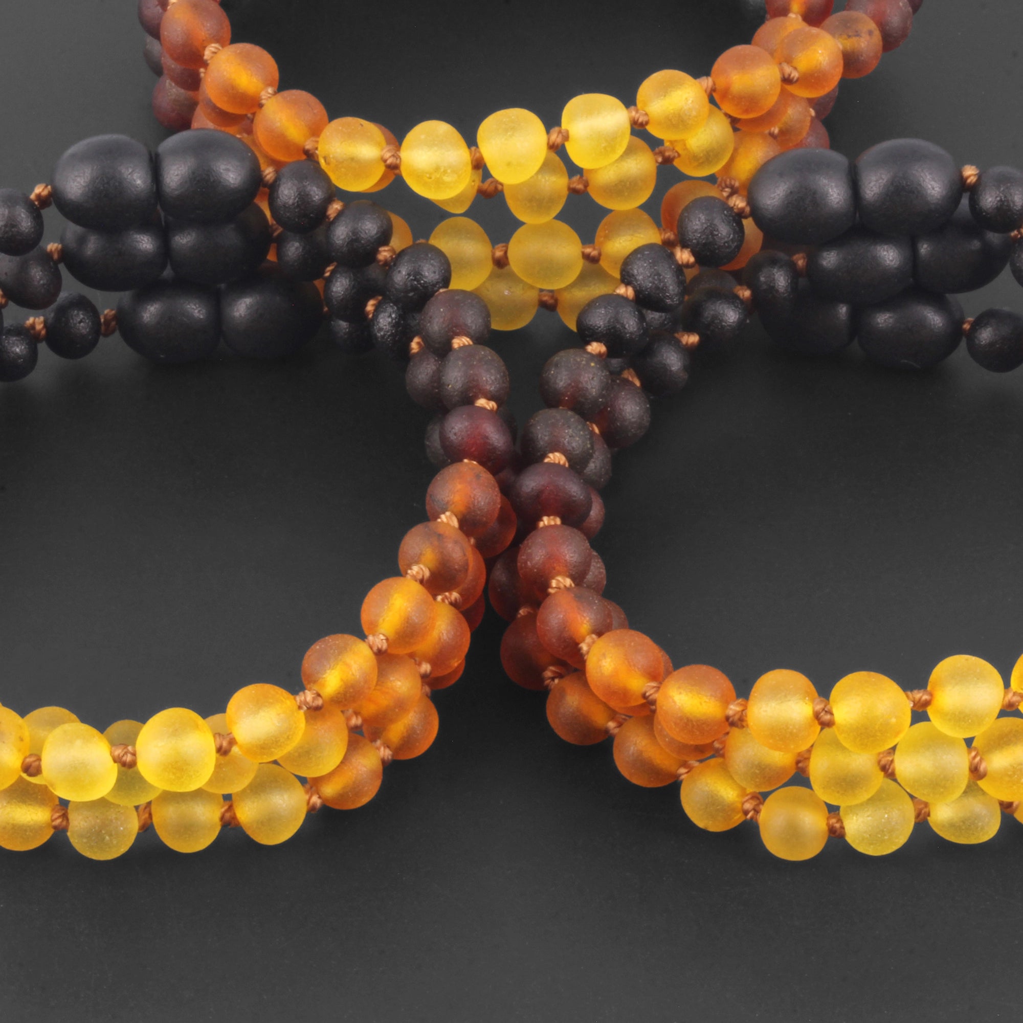 Baltic Amber Junior Bracelet Baroque Rainbow Matte Finish - Wholesale Lot of 10pcs - 16cm / 6.3in - XB54R2M