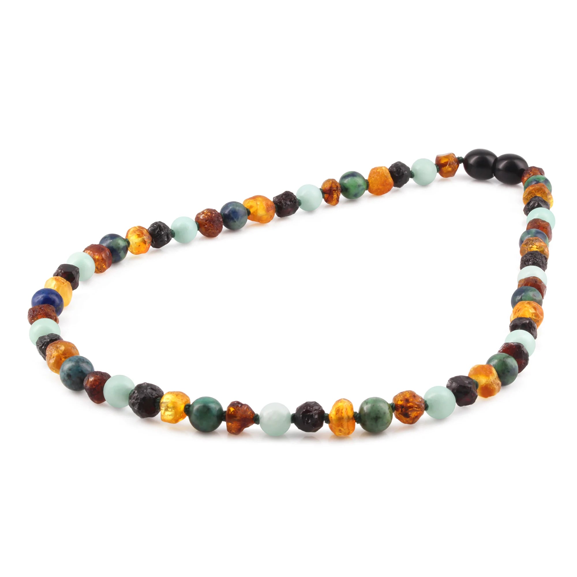 BALTIC AMBER JUNIOR NECKLACES WITH AMAZONITE & AZURITE LOT OF 10pcs. JN108