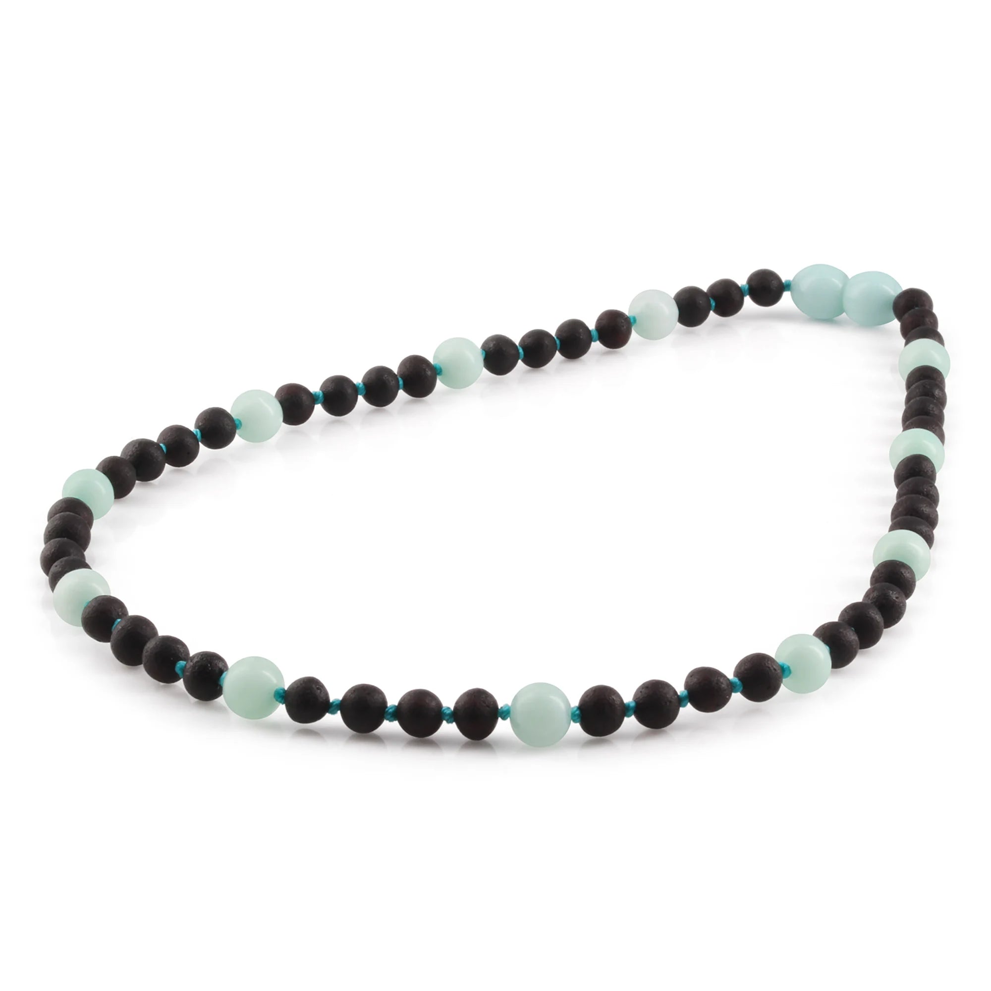 BALTIC AMBER JUNIOR NECKLACES WITH SKY BLUE JADE LOT OF 10pcs. JN85