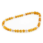 BALTIC AMBER BABY NECKLACES WITH FRESHWATER PEARL LOT OF 10pcs. P1