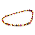 BALTIC AMBER JUNIOR NECKLACES WITH PINK LACE AGATE LOT OF 10pcs. JN97