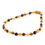 Baltic Amber Baby Teething Necklace Olive Multicolor Glossy Finish - Wholesale Lot of 10pcs - 32cm / 12.6in - XO54M