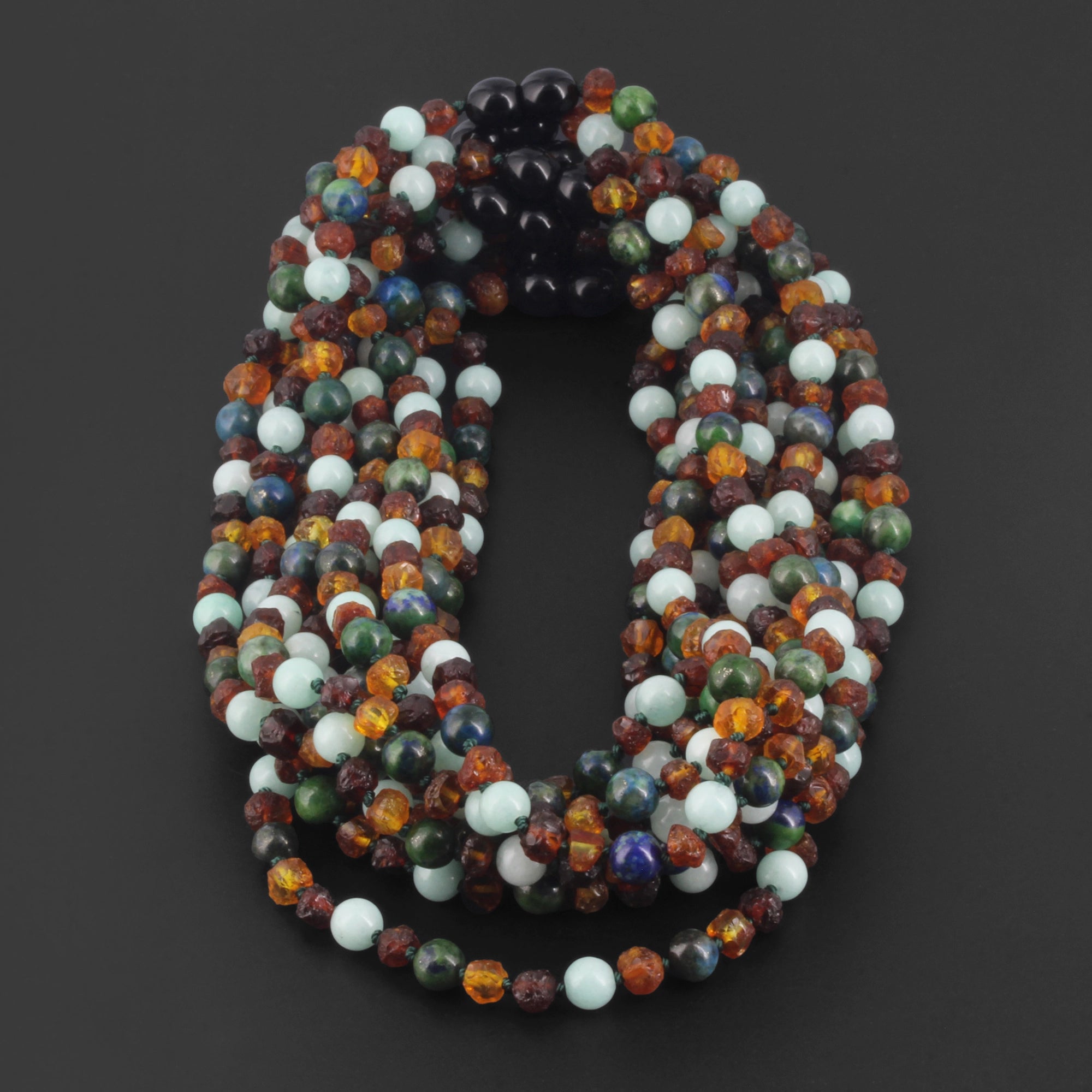 BALTIC AMBER JUNIOR NECKLACES WITH AMAZONITE & AZURITE LOT OF 10pcs. JN108