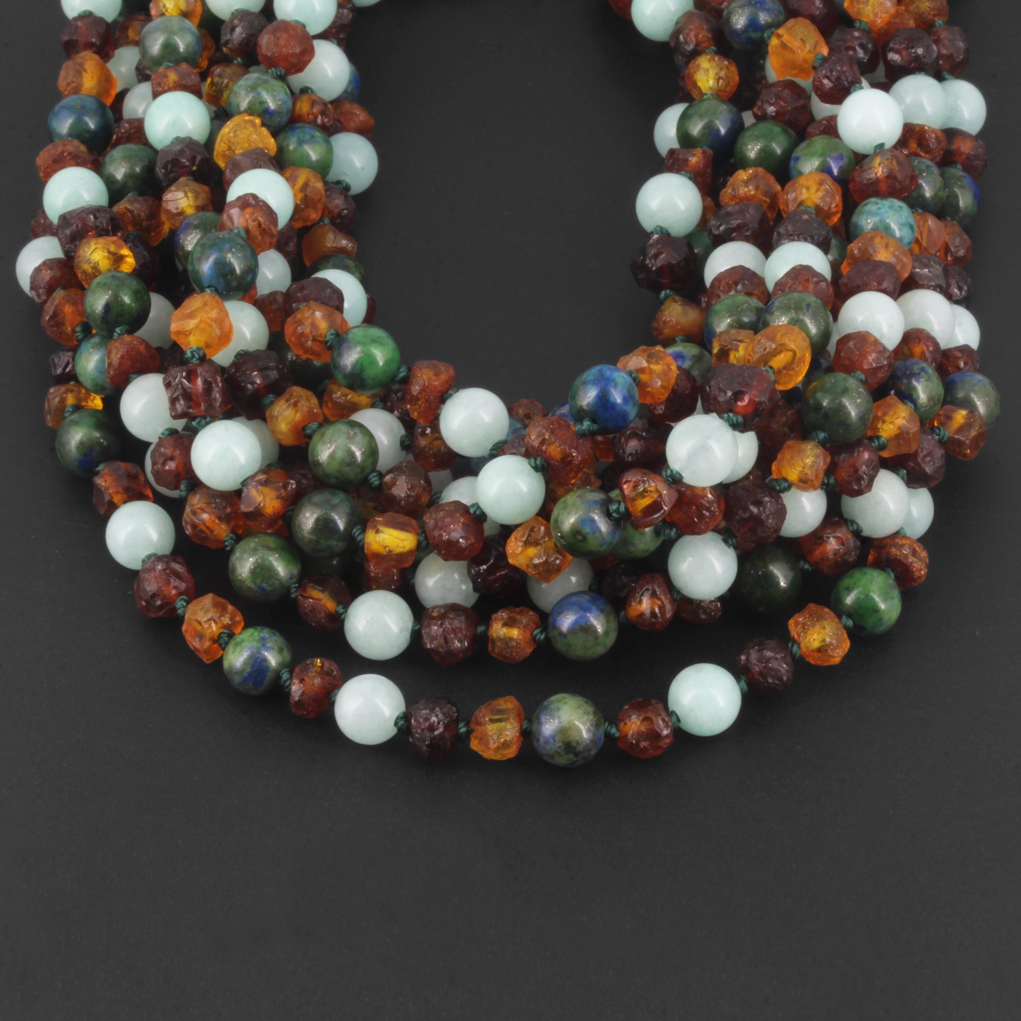 BALTIC AMBER JUNIOR NECKLACES WITH AMAZONITE & AZURITE LOT OF 10pcs. JN108