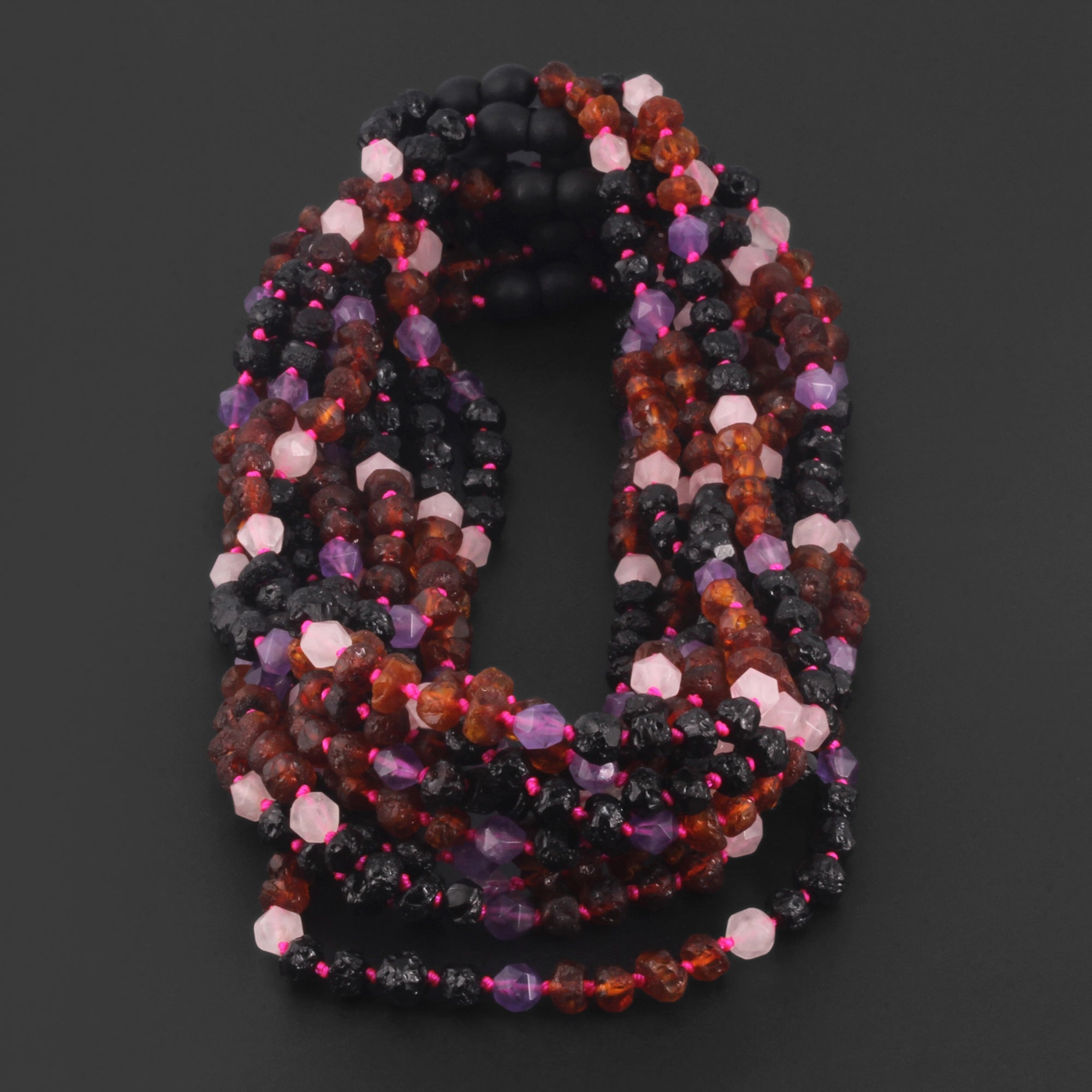 BALTIC AMBER JUNIOR NECKLACES WITH AMETHYST & ROSE QUARTZ LOT OF 10pcs. JN110