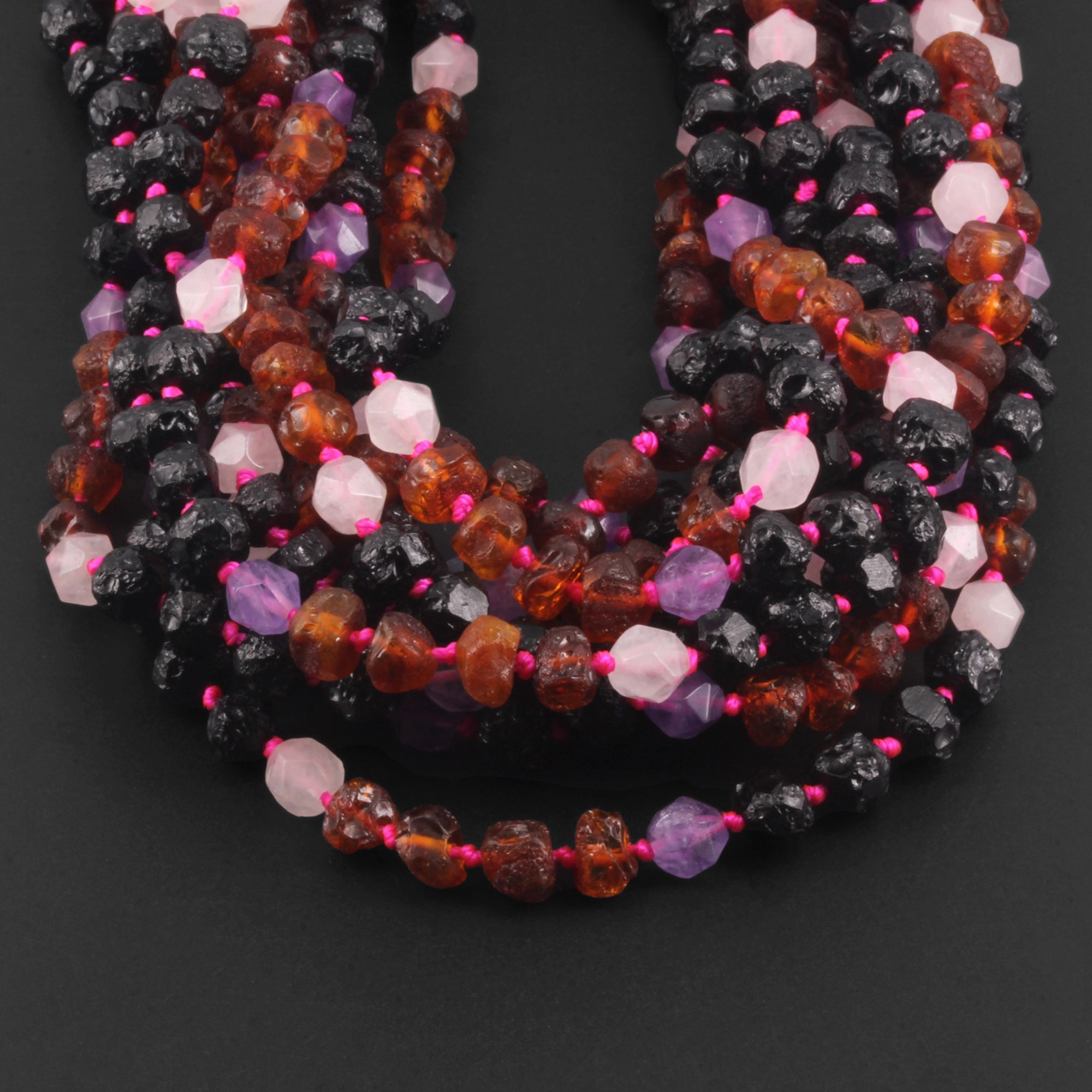 BALTIC AMBER JUNIOR NECKLACES WITH AMETHYST & ROSE QUARTZ LOT OF 10pcs. JN110