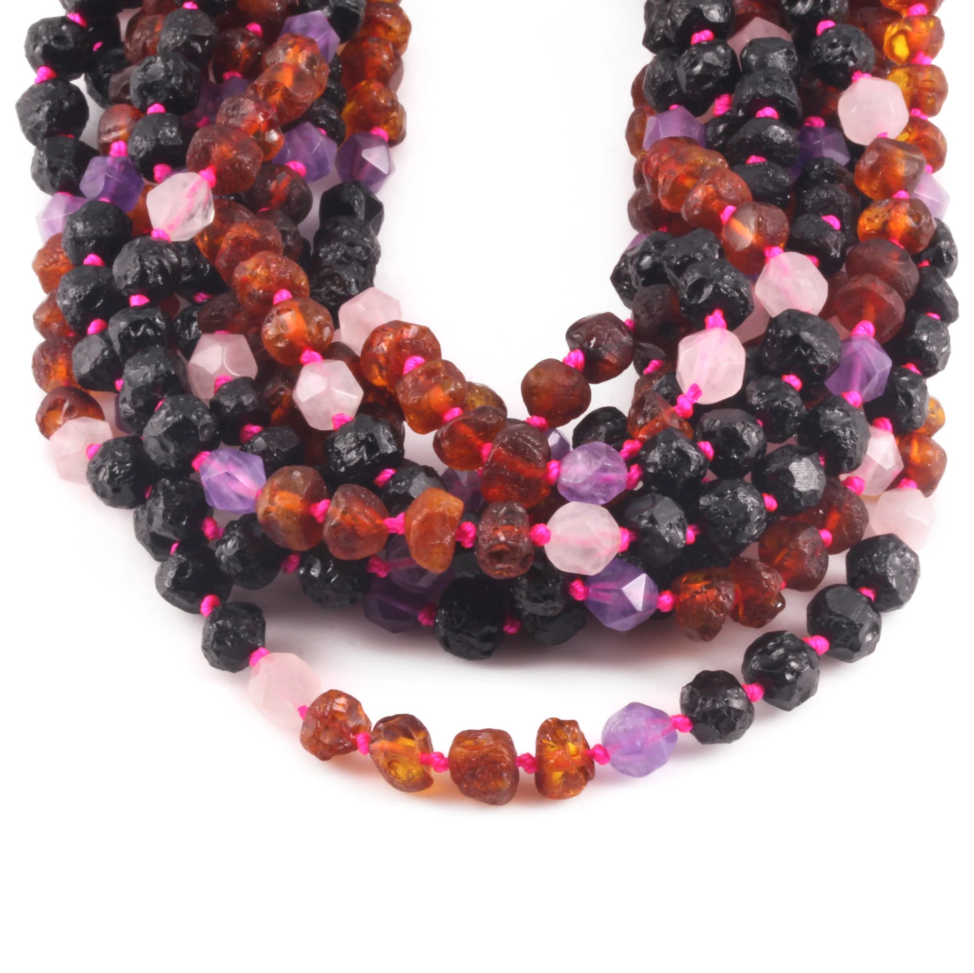 BALTIC AMBER JUNIOR NECKLACES WITH AMETHYST & ROSE QUARTZ LOT OF 10pcs. JN110