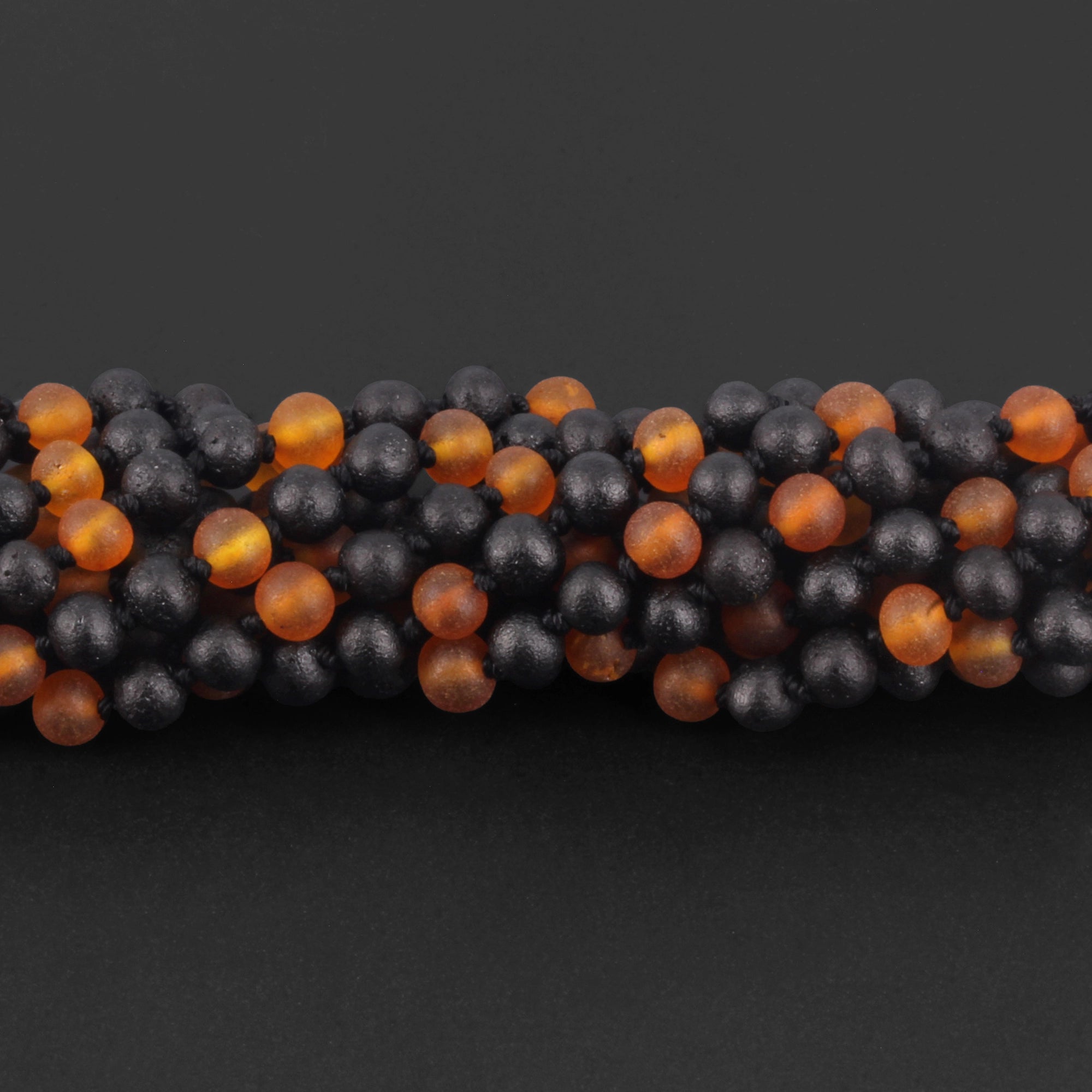 Baltic Amber Baby Teething Necklace Baroque Black Matte Finish - Wholesale Lot of 10pcs - 32cm / 12.6in - LE552