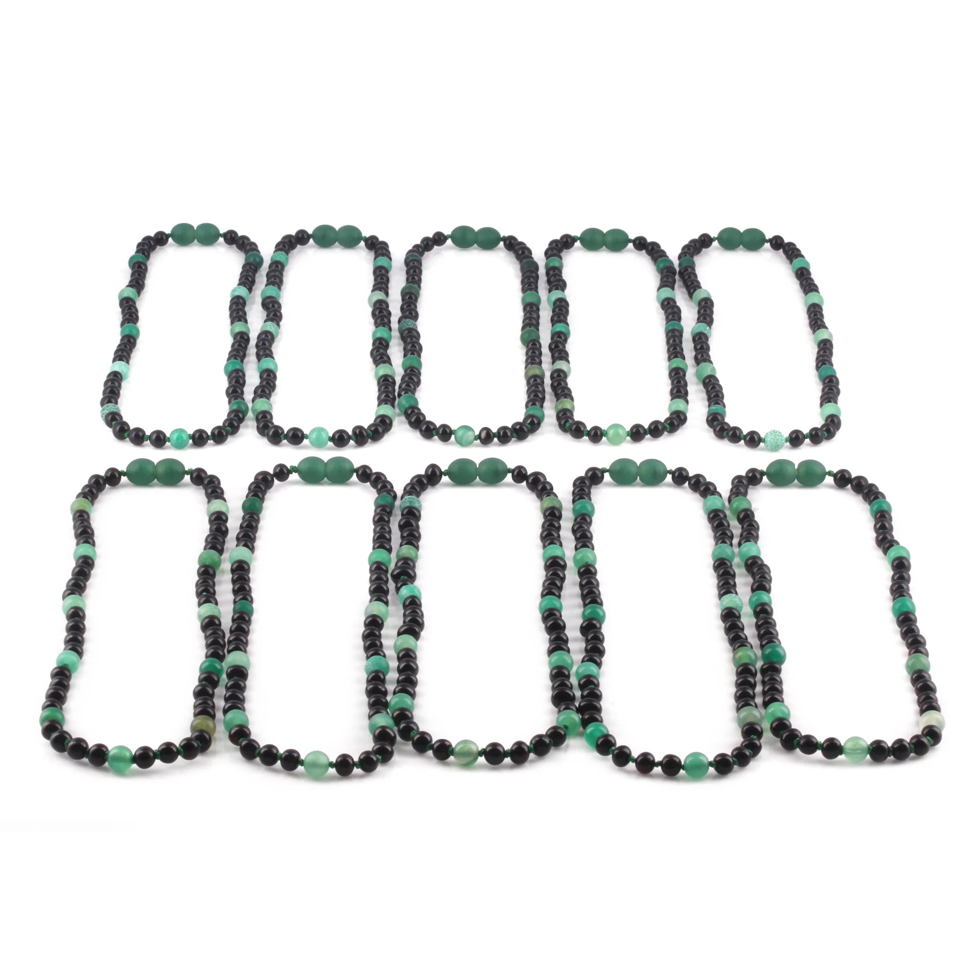 BALTIC AMBER JUNIOR NECKLACES WITH GREEN FROST AGATE LOT OF 10pcs. JN89