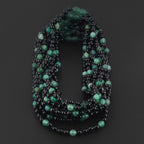 Baltic Amber & Green Agate Junior Necklace Baroque Black Glossy Finish - Wholesale Lot of 10pcs - 38cm / 15in - JN89