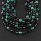 Baltic Amber & Green Agate Junior Necklace Baroque Black Glossy Finish - Wholesale Lot of 10pcs - 38cm / 15in - JN89