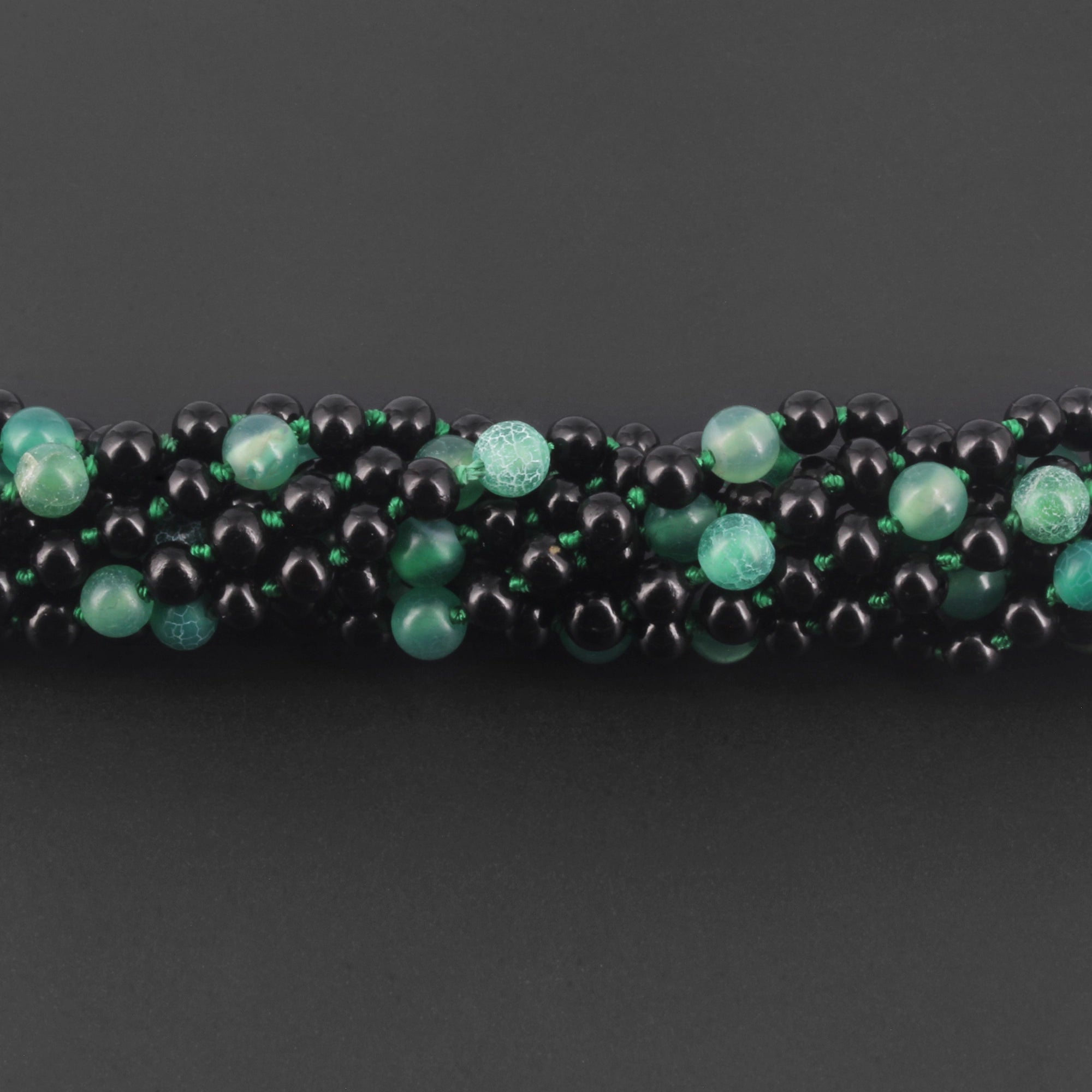 Baltic Amber & Green Agate Junior Necklace Baroque Black Glossy Finish - Wholesale Lot of 10pcs - 38cm / 15in - JN89