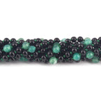 Baltic Amber & Green Agate Junior Necklace Baroque Black Glossy Finish - Wholesale Lot of 10pcs - 38cm / 15in - JN89